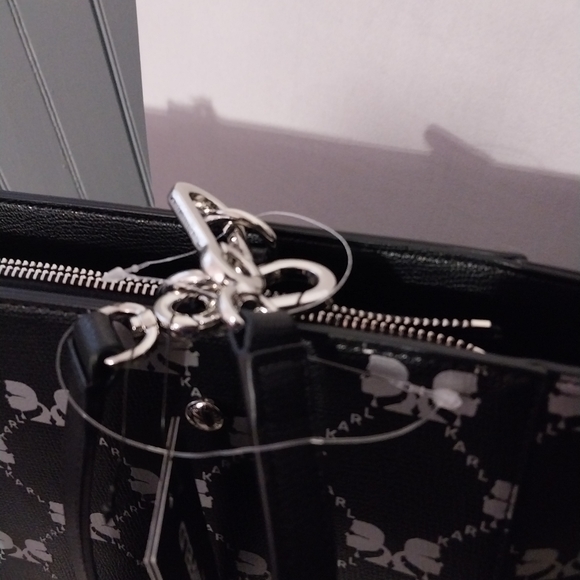 Karl Lagerfeld Paris Womens Leather Adele Tote Bag w/Charms - Picture 4 of 8